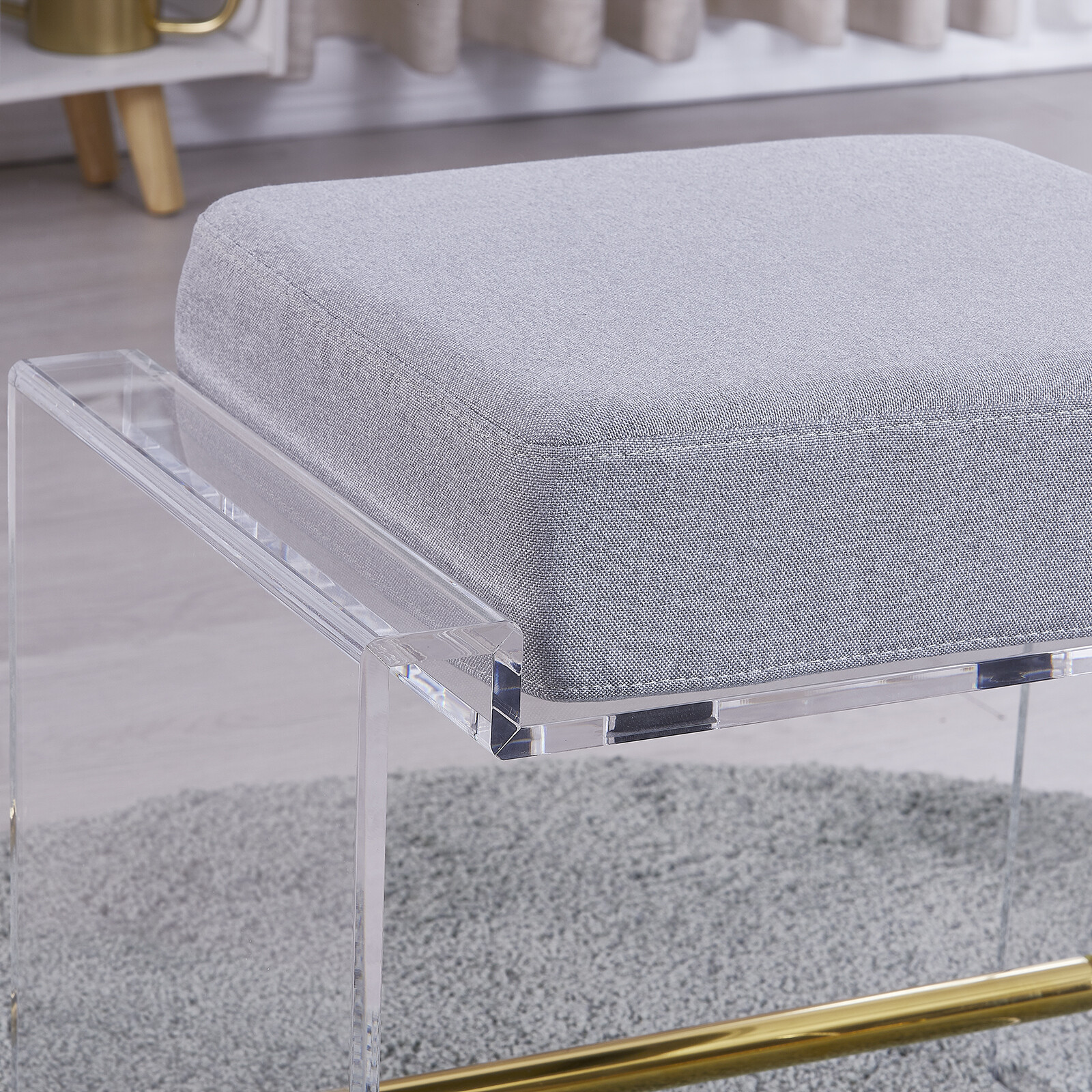 Hot sell clear acrylic stools with cushion acrylic bedroom stools